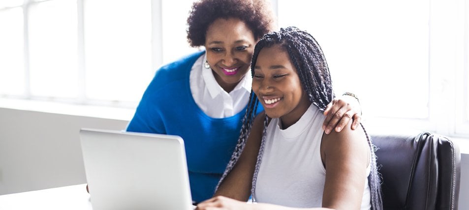 african american female student with mom