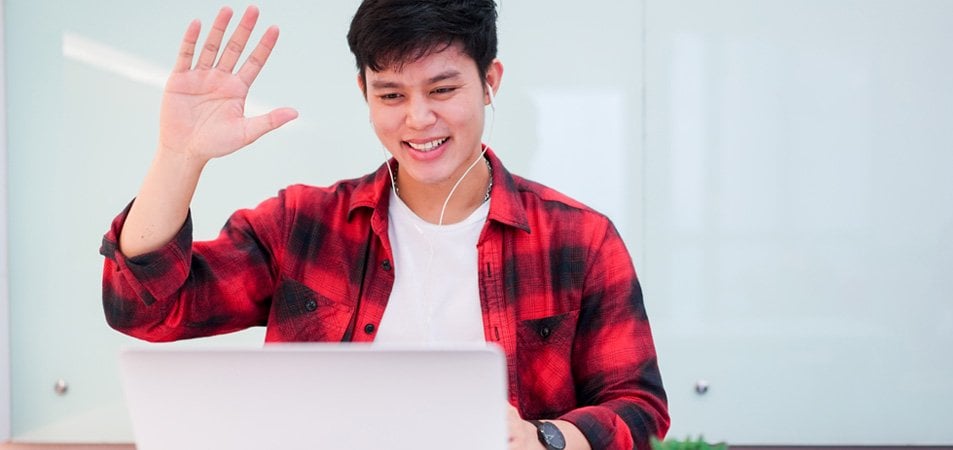 male student raising his hand