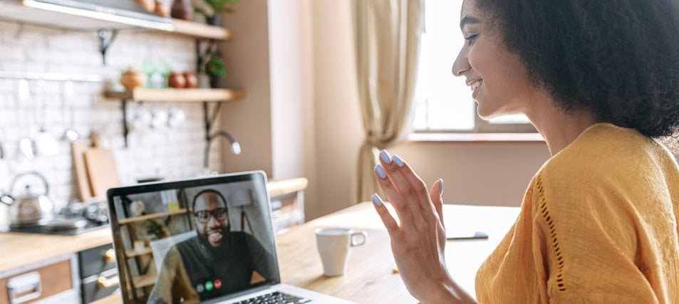 female student video chatting