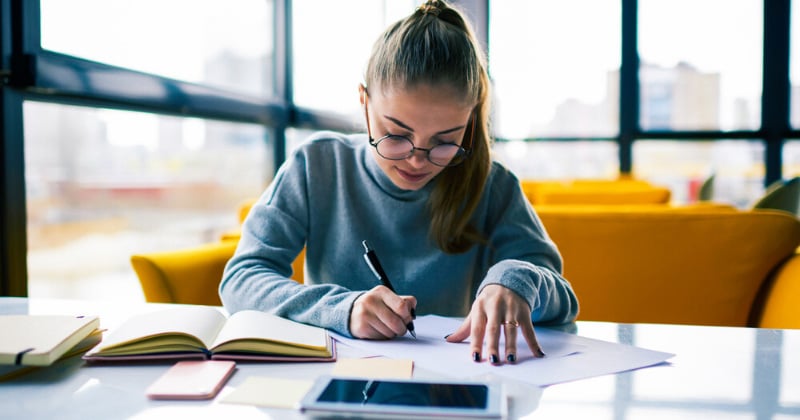 female student making a list