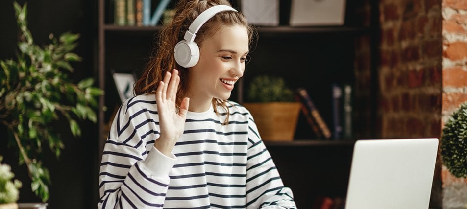 female student raising hand