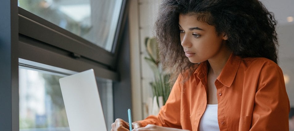 female student studying