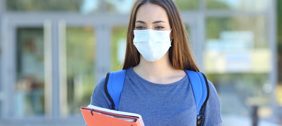 female student wearing a mask