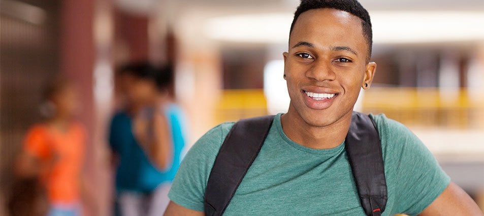 male student on campus