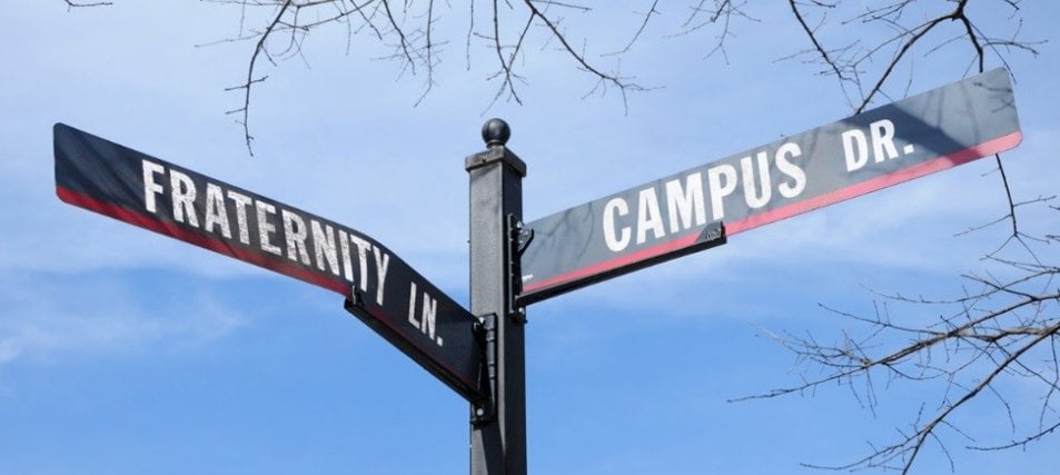 Corner of Fraternity Lane and Campus Drive