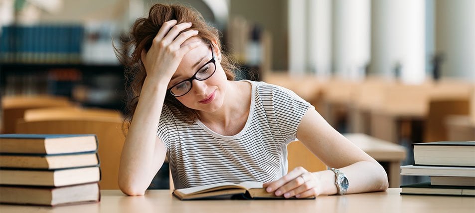 female college student studying