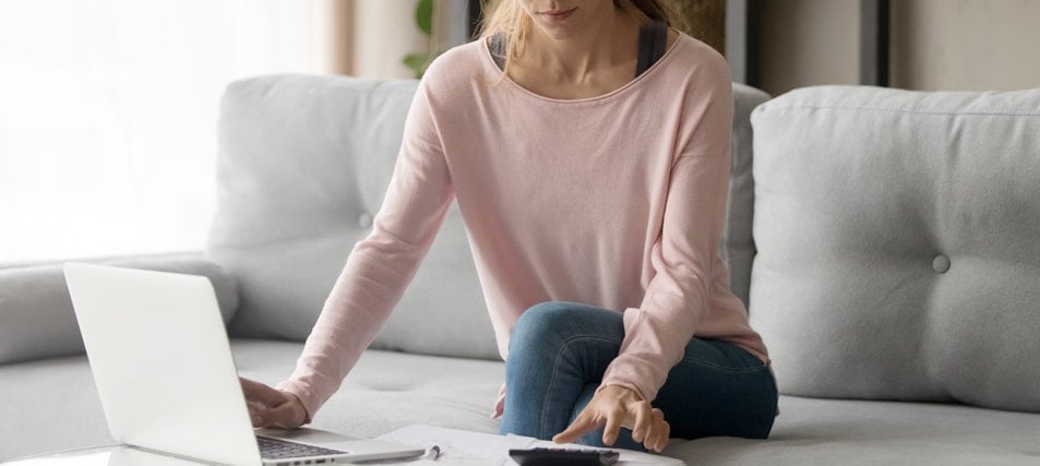 female student calculating