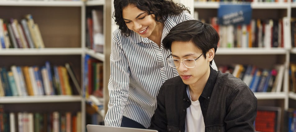 male student and teacher