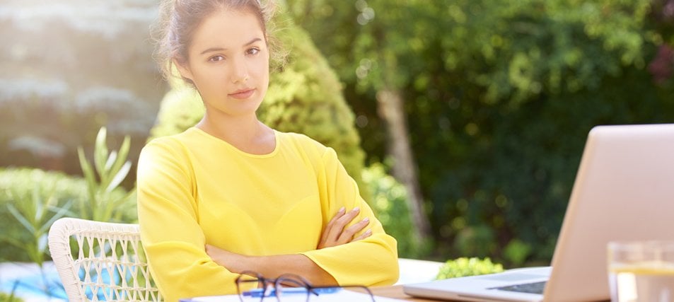 female student thinking