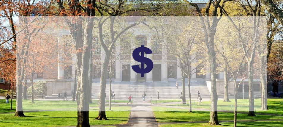 dollar sign over campus building