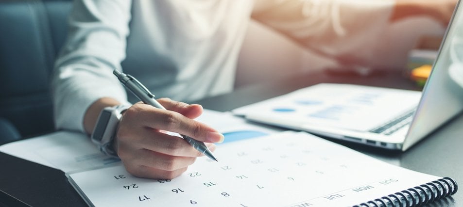 hand writing on a calendar