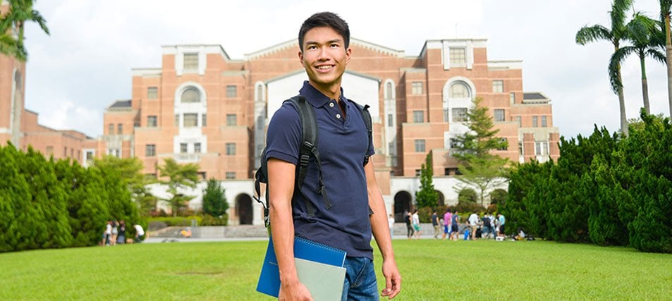 male college student on campus