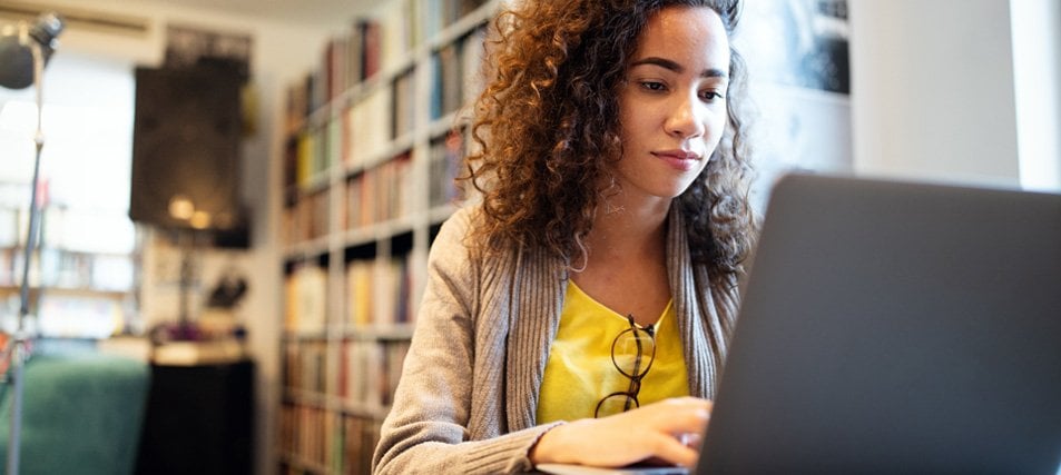 female student studying