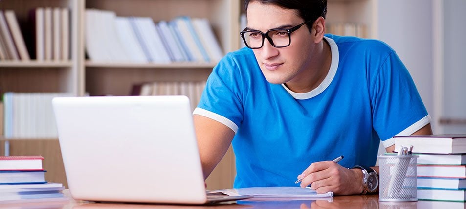 male student studying