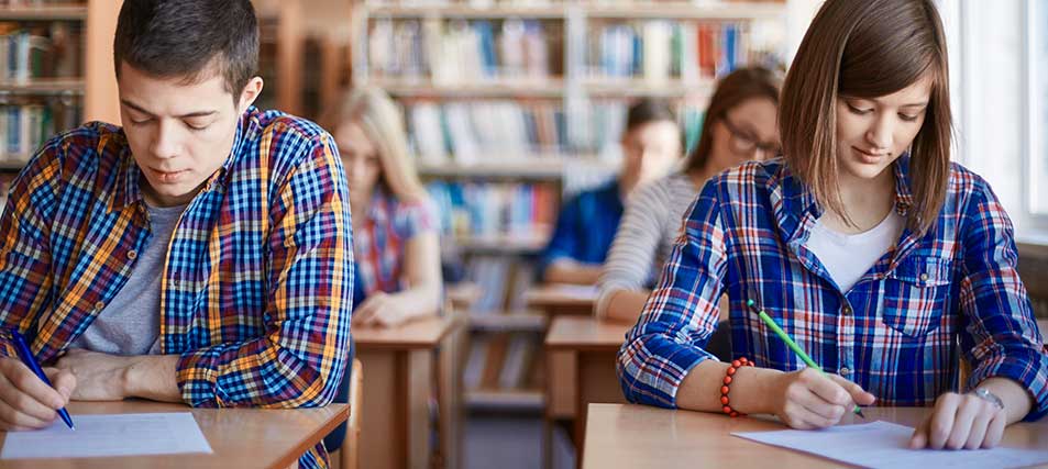 students taking a test