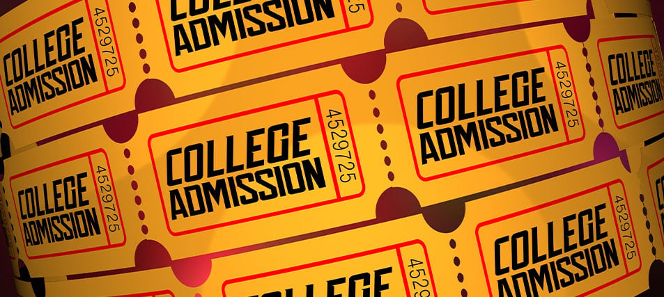 A sheet of paper tickets that say college admission
