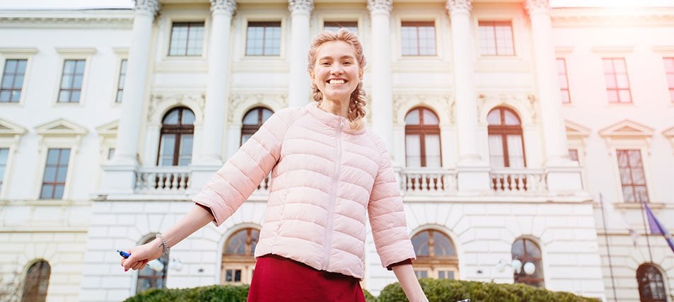 female student on college campus