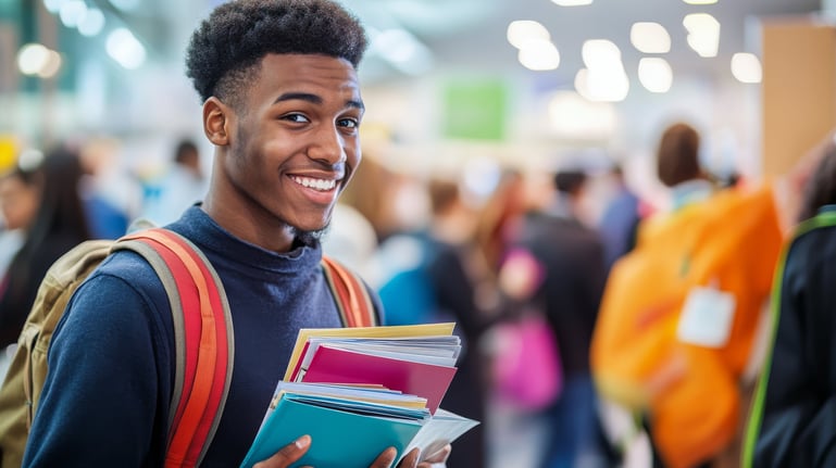 female student at college fair